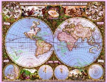  593 Earth and Stars Old Map 