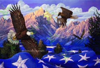  536B Grand Tetons Eagles Flag 